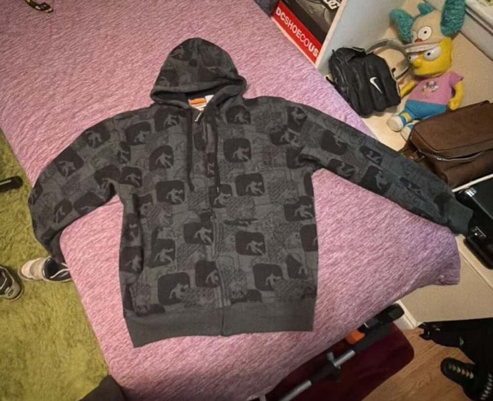AND1 All Over Print Zip Up Hoodie Charcoal Gray